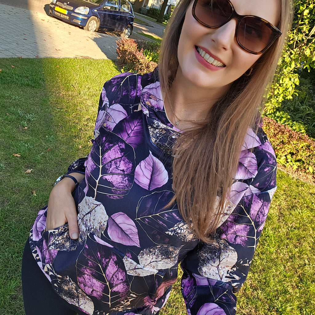 Bluza welurowa w liście