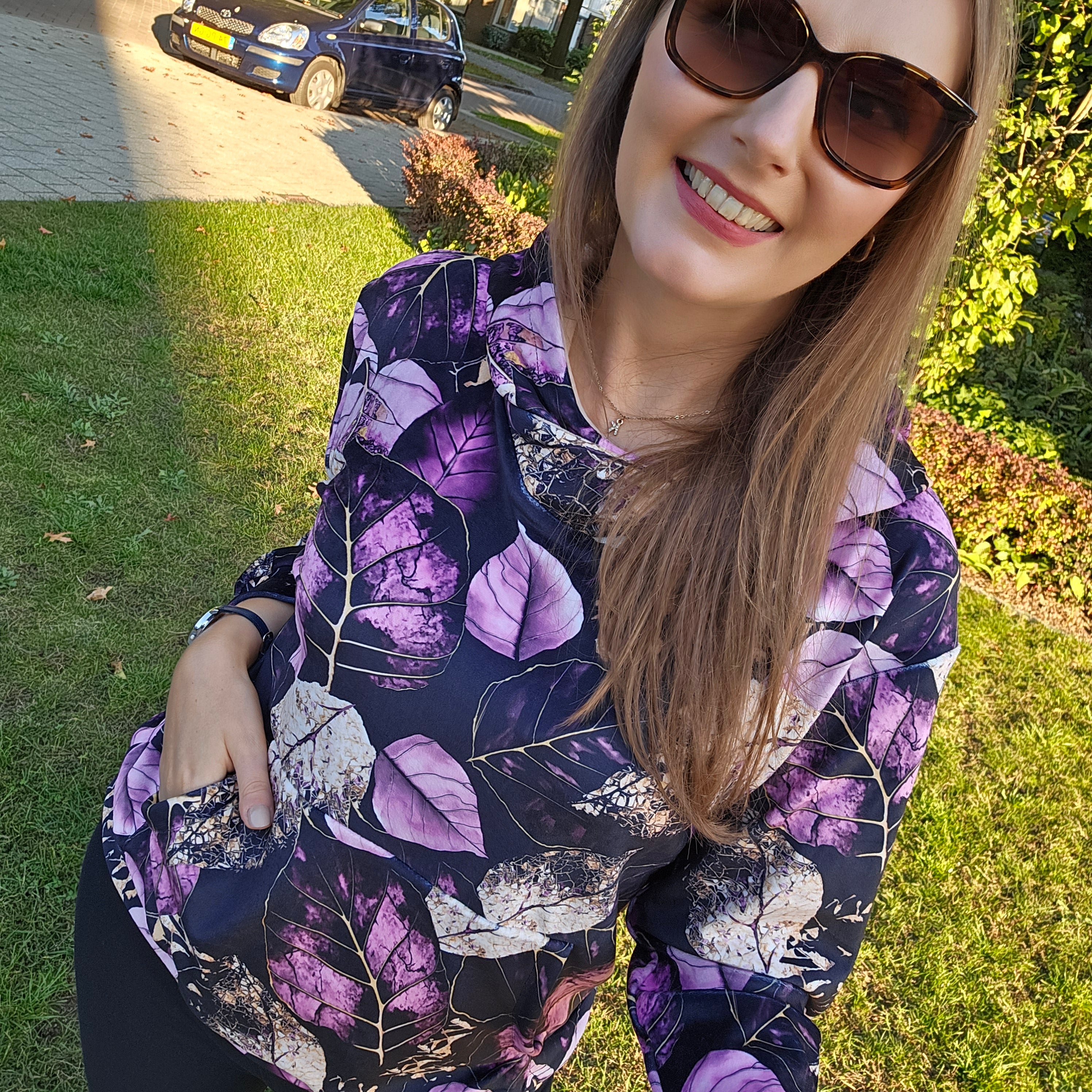 Bluza welurowa w liście