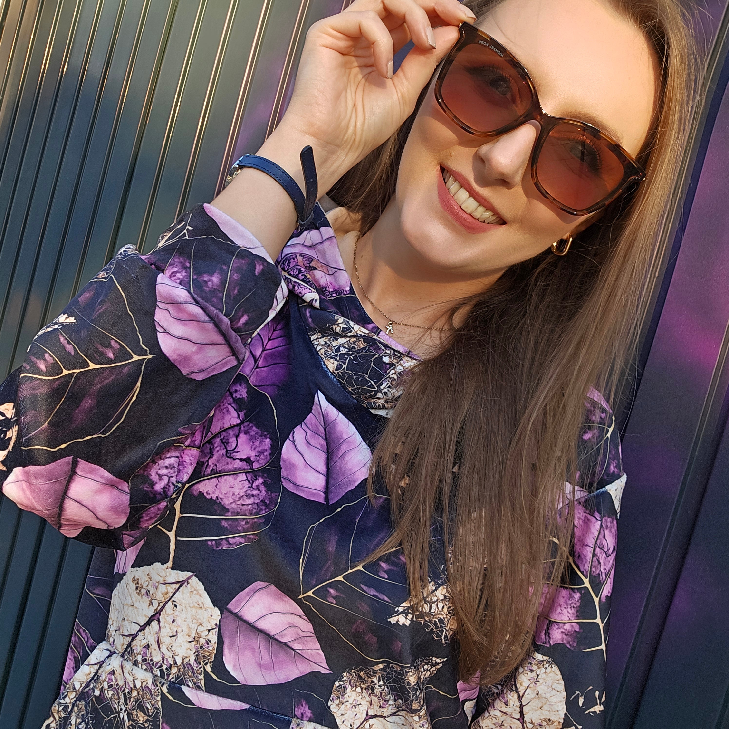 Bluza welurowa w liście